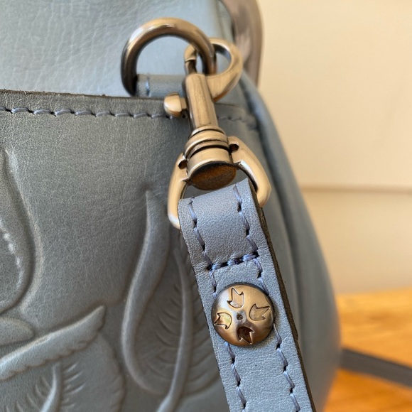 Authentic Patricia Nash Canisi Rose Tooled Leather Framed Satchel Crossbody Bag - Picture 12 of 15